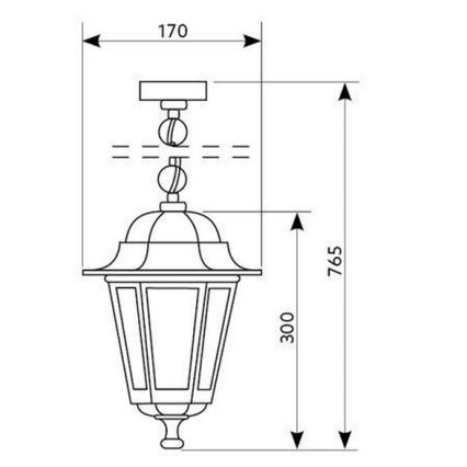 Hanglamp aan een ketting voor Buiten 1xE27/60W/230V goud IP44