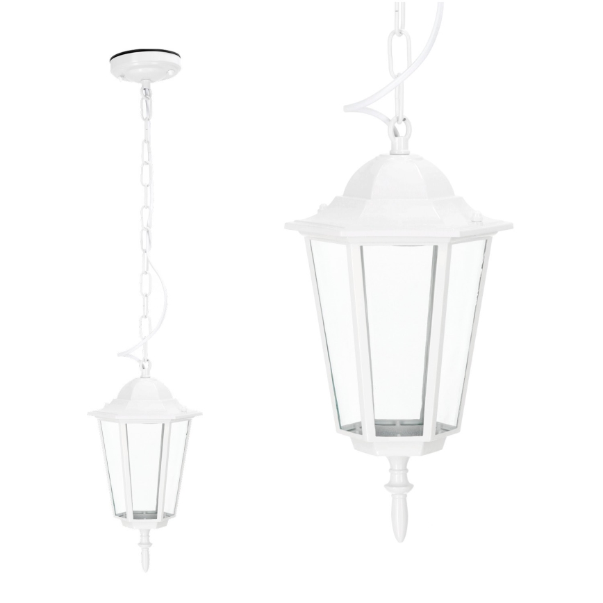 Hanglamp aan een ketting voor buiten 1xE27/60W/230V IP44 wit