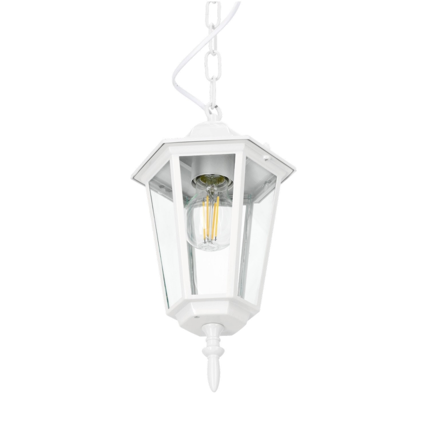 Hanglamp aan een ketting voor buiten 1xE27/60W/230V IP44 wit
