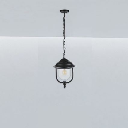 Hanglamp aan een ketting voor buiten 1xE27/60W/230V IP44 zwart