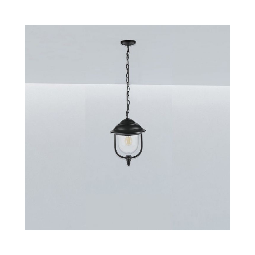 Hanglamp aan een ketting voor buiten 1xE27/60W/230V IP44 zwart