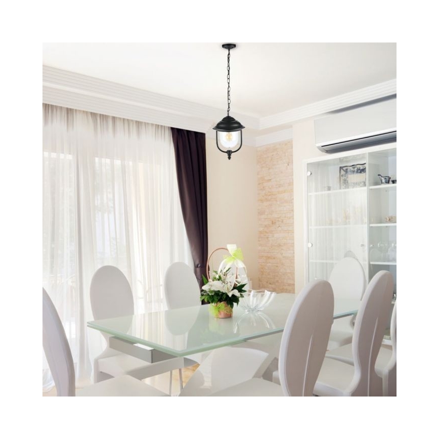 Hanglamp aan een ketting voor buiten 1xE27/60W/230V IP44 zwart