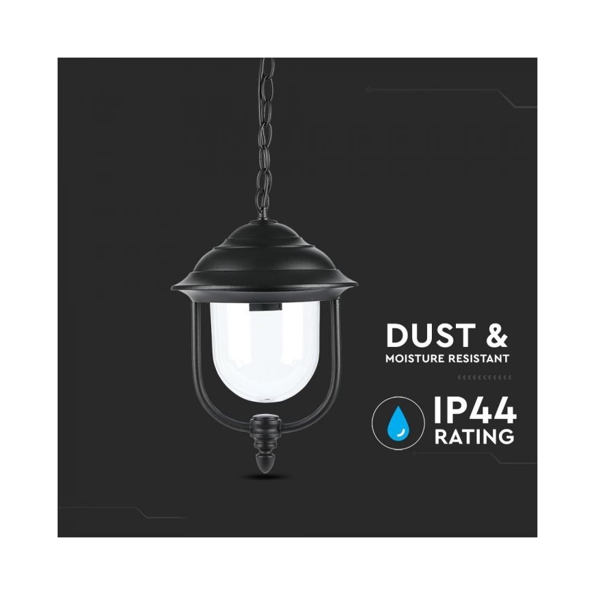 Hanglamp aan een ketting voor buiten 1xE27/60W/230V IP44 zwart