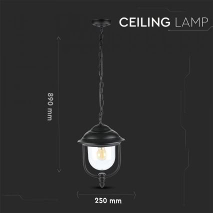 Hanglamp aan een ketting voor buiten 1xE27/60W/230V IP44 zwart