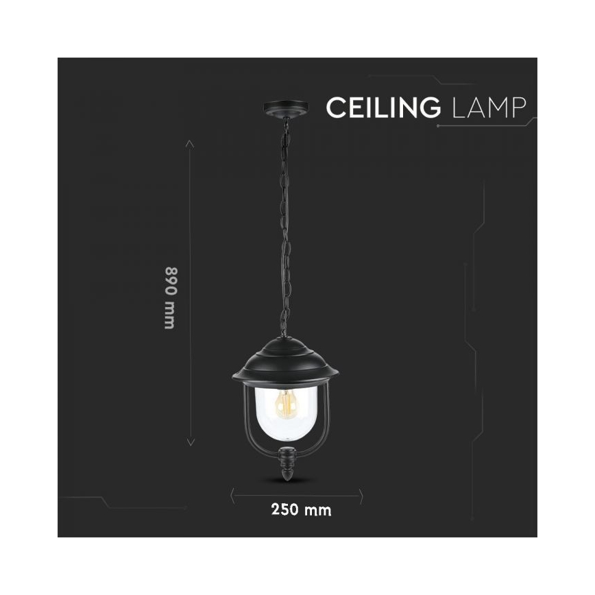 Hanglamp aan een ketting voor buiten 1xE27/60W/230V IP44 zwart