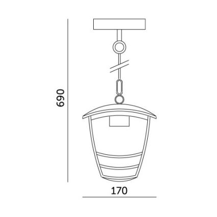 Hanglamp aan een ketting voor buiten TEVIO 1xE27/60W/230V IP54 zwart