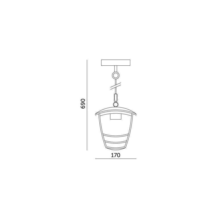 Hanglamp aan een ketting voor buiten TEVIO 1xE27/60W/230V IP54 zwart