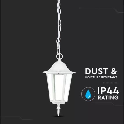 Hanglamp aan een ketting voor Buiten 1xE27/60W/230V IP44 wit