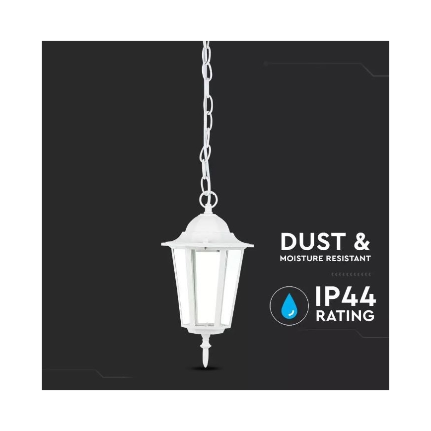 Hanglamp aan een ketting voor Buiten 1xE27/60W/230V IP44 wit
