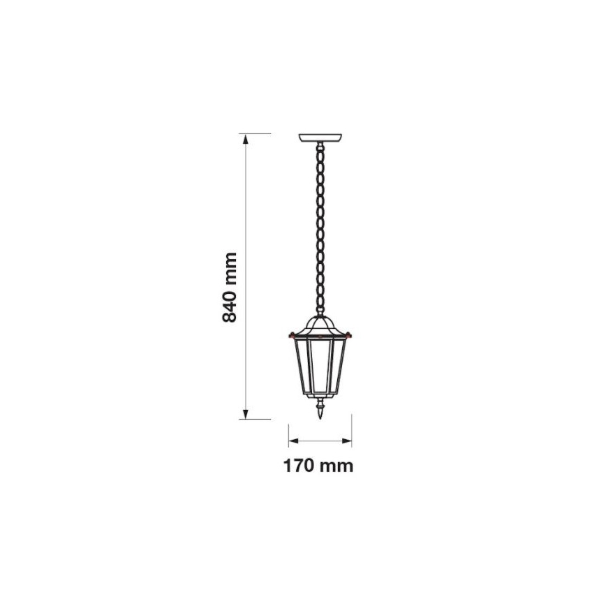 Hanglamp aan een ketting voor Buiten 1xE27/60W/230V IP44 wit