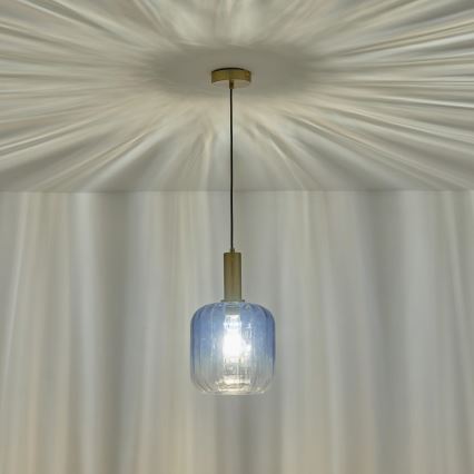 Hanglamp aan een koord 1xE27/15W/230V blauw/gerookt diameter 20 cm