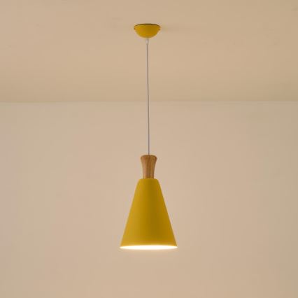 Hanglamp aan een koord 1xE27/15W/230V geel diameter 20 cm