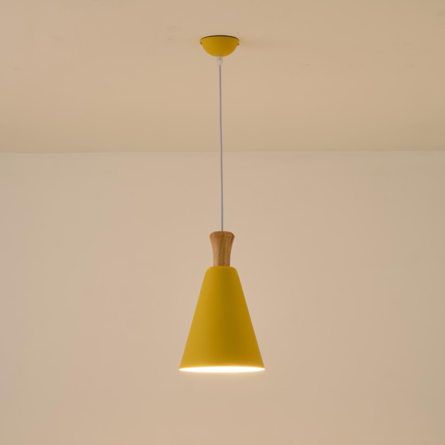 Hanglamp aan een koord 1xE27/15W/230V geel diameter 20 cm