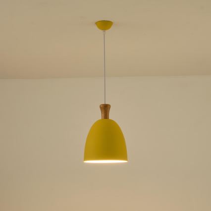 Hanglamp aan een koord 1xE27/15W/230V geel diameter 23 cm