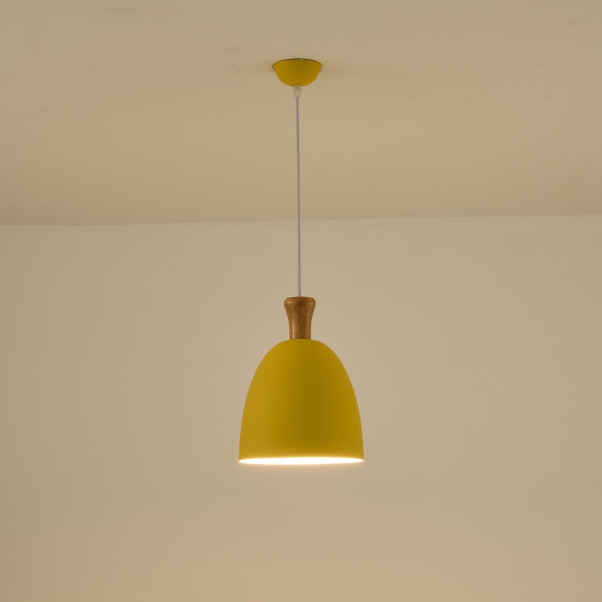 Hanglamp aan een koord 1xE27/15W/230V geel diameter 23 cm