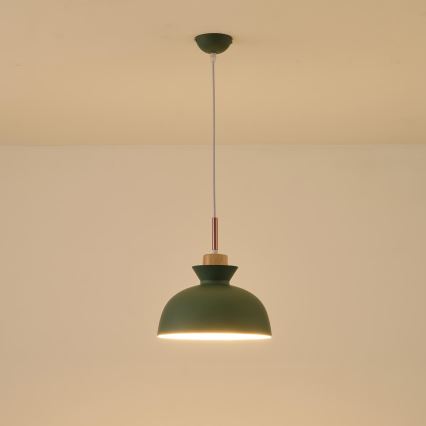 Hanglamp aan een koord 1xE27/15W/230V groen diameter 28 cm