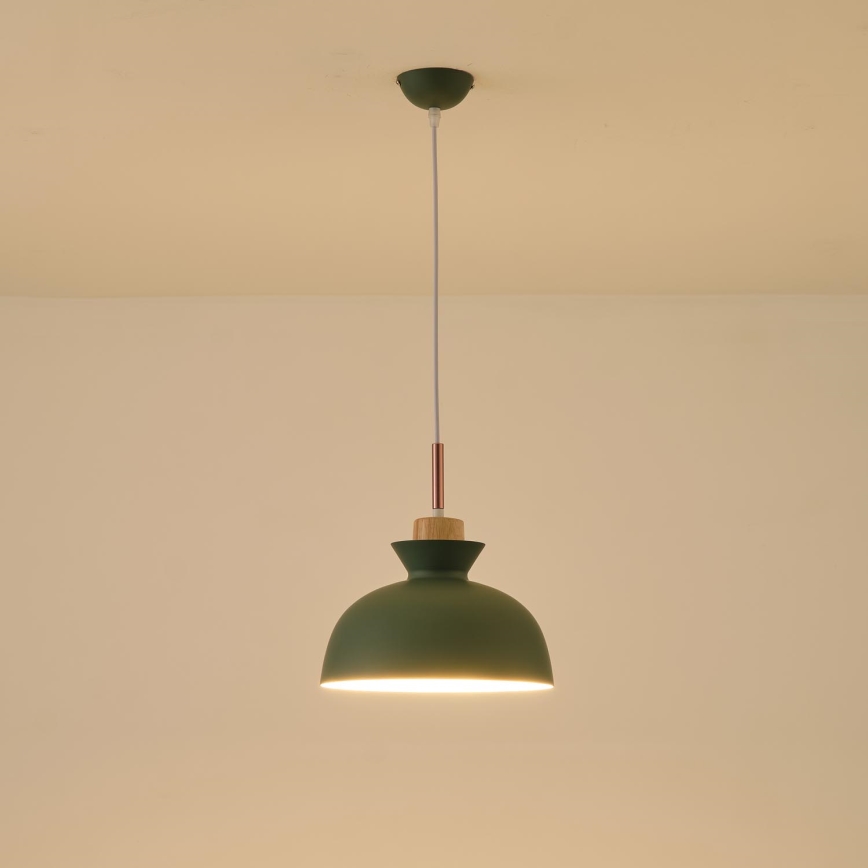 Hanglamp aan een koord 1xE27/15W/230V groen diameter 28 cm