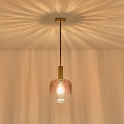 Hanglamp aan een koord 1xE27/15W/230V rood/gerookt diameter 20 cm