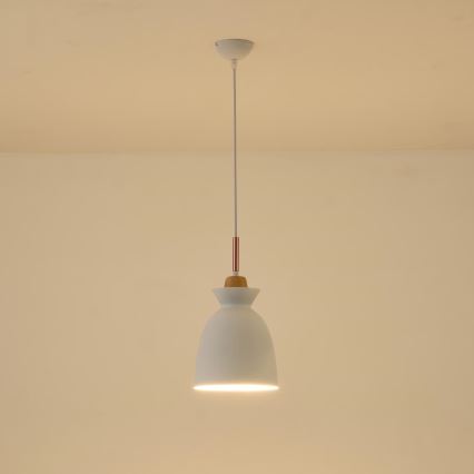 Hanglamp aan een koord 1xE27/15W/230V wit diameter 19,5 cm