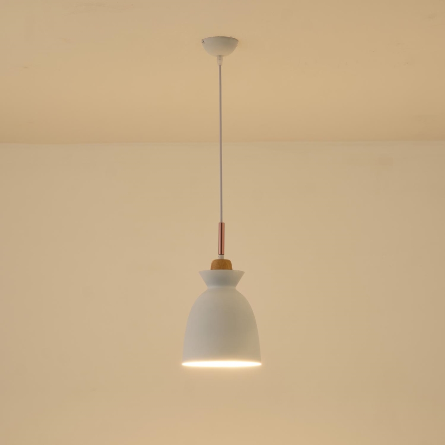 Hanglamp aan een koord 1xE27/15W/230V wit diameter 19,5 cm