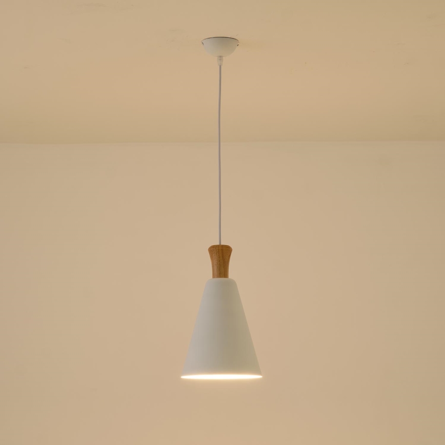 Hanglamp aan een koord 1xE27/15W/230V wit diameter 20 cm
