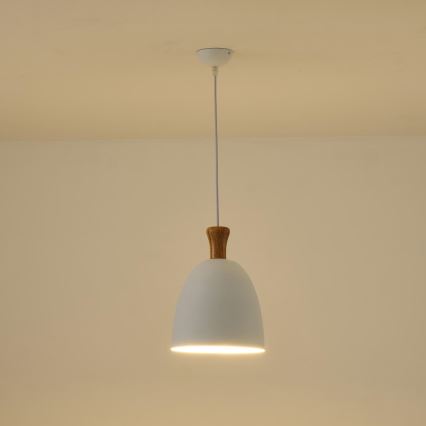 Hanglamp aan een koord 1xE27/15W/230V wit diameter 23 cm