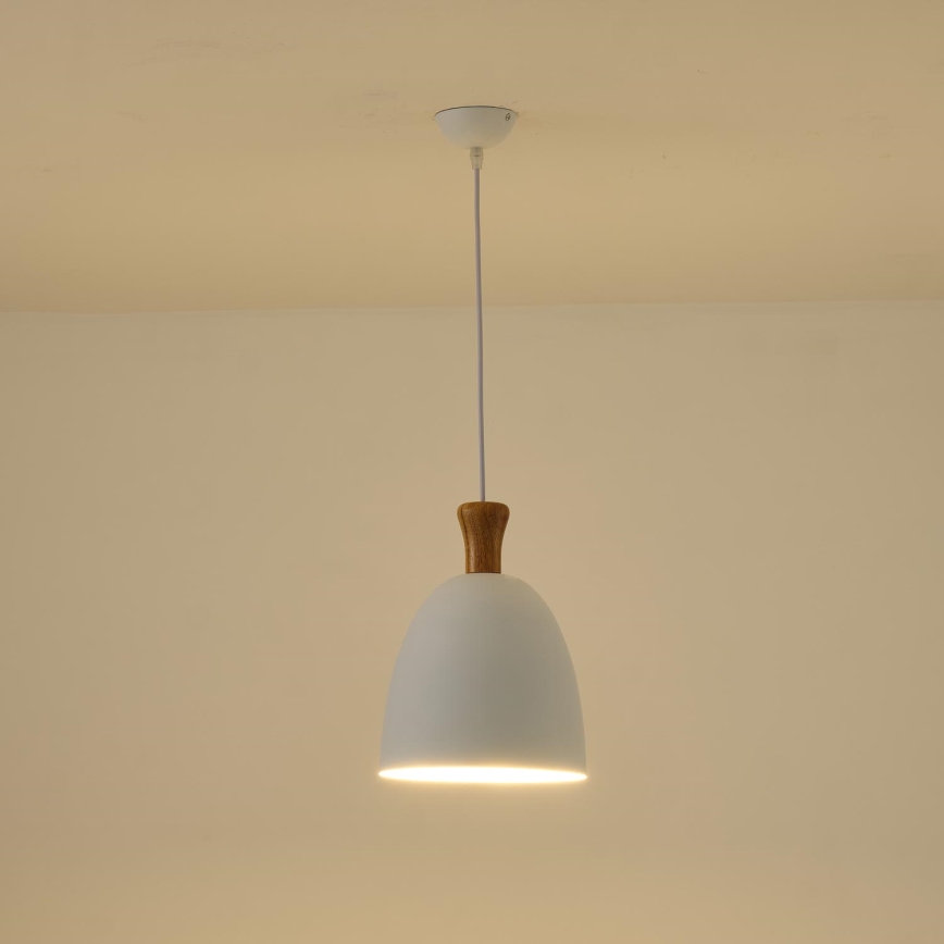 Hanglamp aan een koord 1xE27/15W/230V wit diameter 23 cm