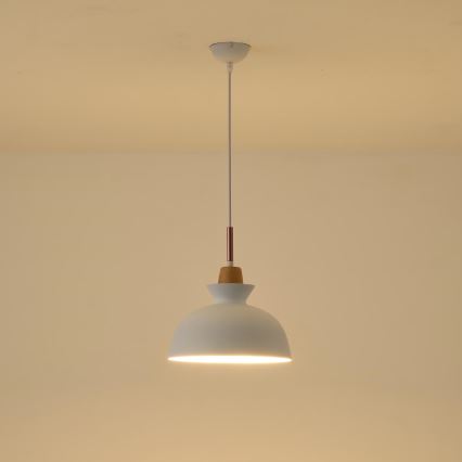 Hanglamp aan een koord 1xE27/15W/230V wit diameter 28 cm