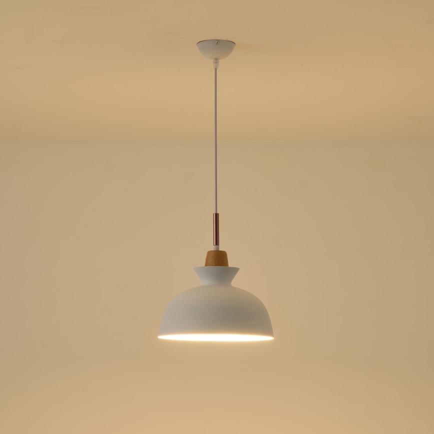Hanglamp aan een koord 1xE27/15W/230V wit diameter 28 cm