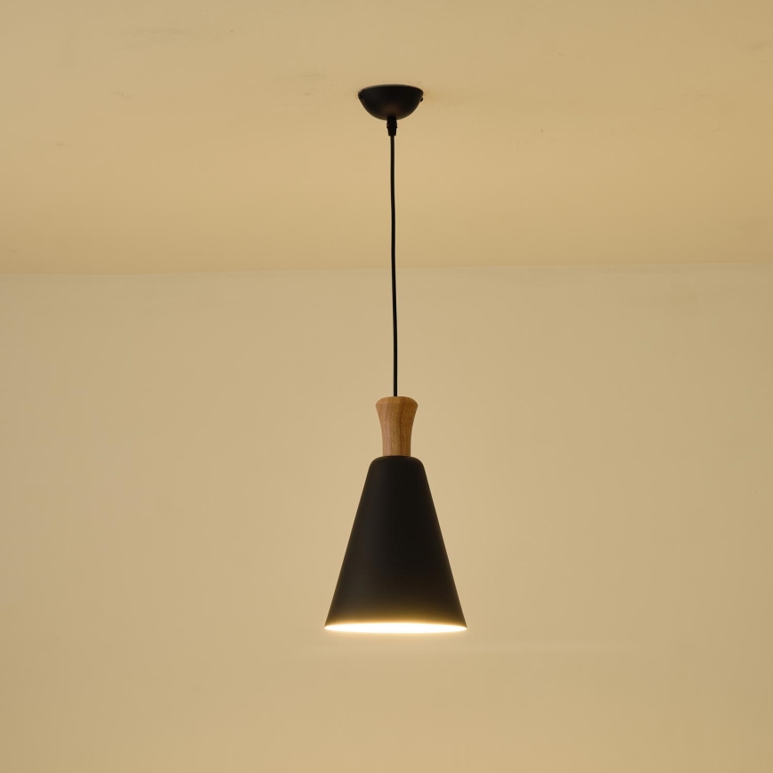 Hanglamp aan een koord 1xE27/15W/230V zwart diameter 20 cm