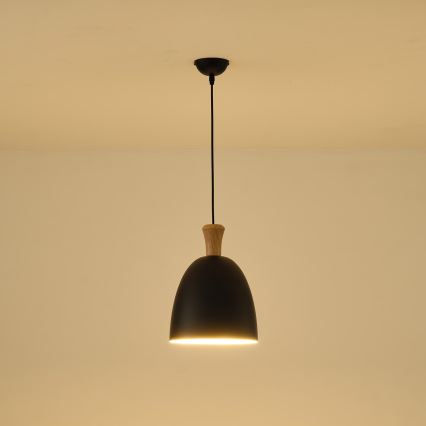 Hanglamp aan een koord 1xE27/15W/230V zwart diameter 23 cm