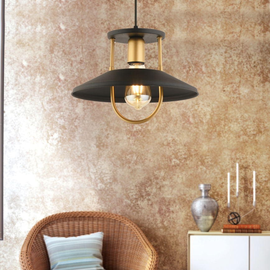 Hanglamp aan een koord 1xE27/40W/230V zwart/goud