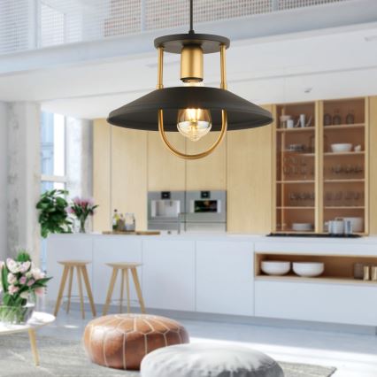 Hanglamp aan een koord 1xE27/40W/230V zwart/goud
