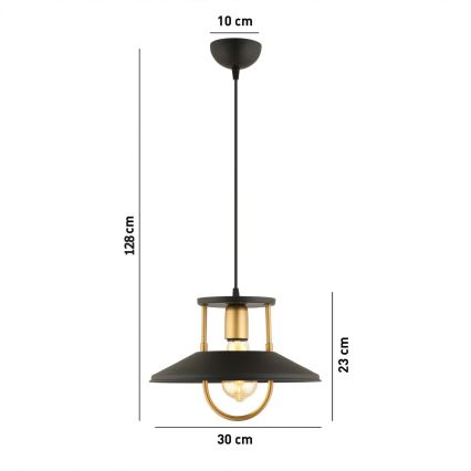 Hanglamp aan een koord 1xE27/40W/230V zwart/goud