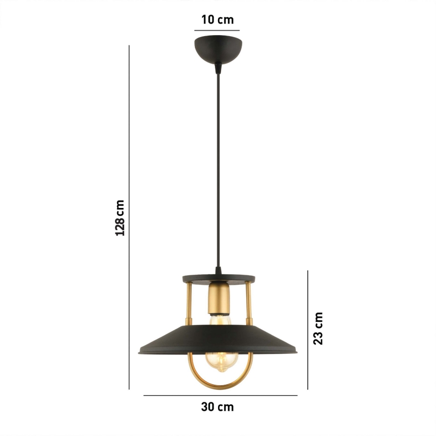Hanglamp aan een koord 1xE27/40W/230V zwart/goud