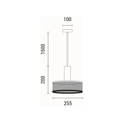 Hanglamp aan een koord 1xE27/40W/230V zwart