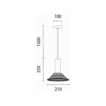 Hanglamp aan een koord 1xE27/40W/230V zwart