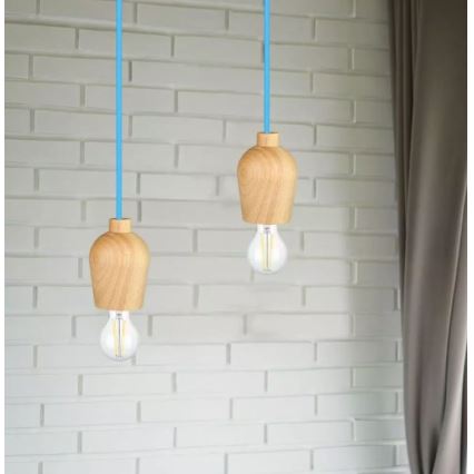 Hanglamp aan een koord 1xE27/60W/230V blauw