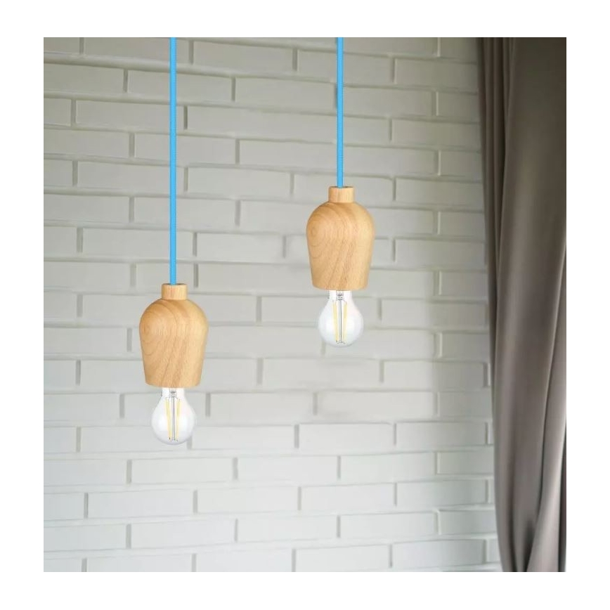 Hanglamp aan een koord 1xE27/60W/230V blauw