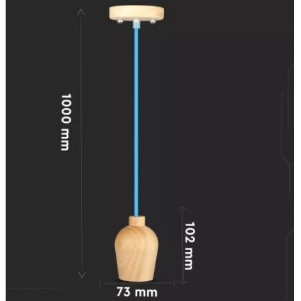 Hanglamp aan een koord 1xE27/60W/230V blauw