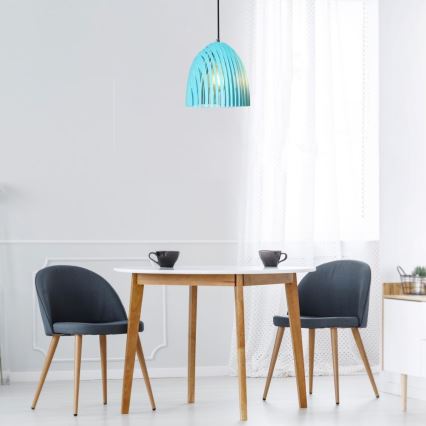 Hanglamp aan een koord 1xE27/60W/230V blauw