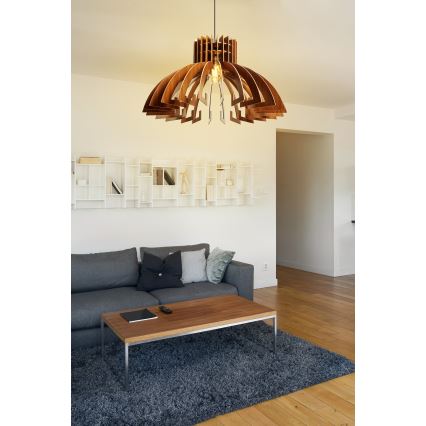 Hanglamp aan een koord 1xE27/60W/230V bruin diameter 39 cm