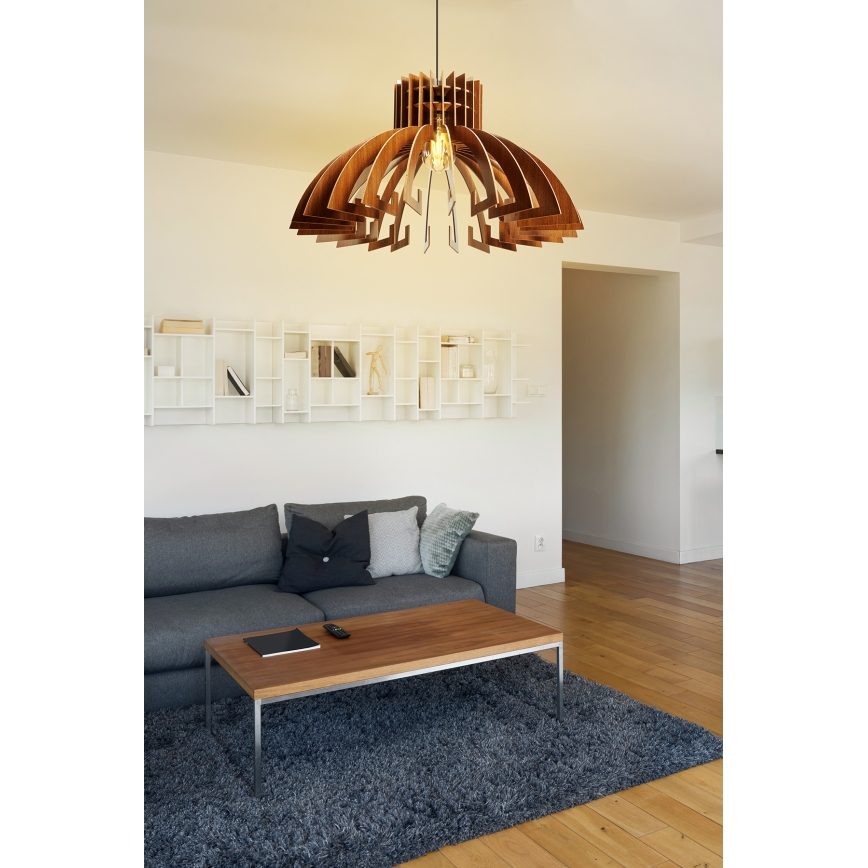 Hanglamp aan een koord 1xE27/60W/230V bruin diameter 39 cm