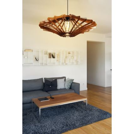 Hanglamp aan een koord 1xE27/60W/230V bruin diameter 59 cm