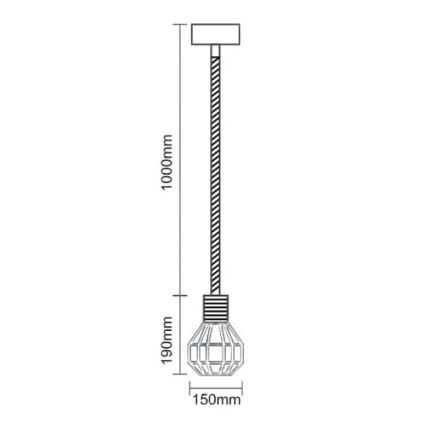 Hanglamp aan een koord 1xE27/60W/230V diameter 15 cm