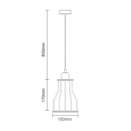 Hanglamp aan een koord 1xE27/60W/230V diameter 15 cm zwart