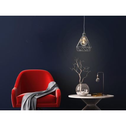 Hanglamp aan een koord 1xE27/60W/230V diameter 22 cm glanzend chroom