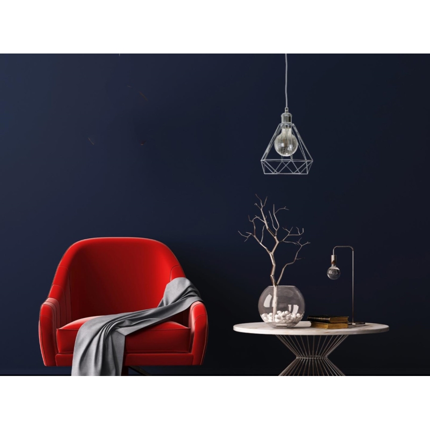 Hanglamp aan een koord 1xE27/60W/230V diameter 22 cm glanzend chroom
