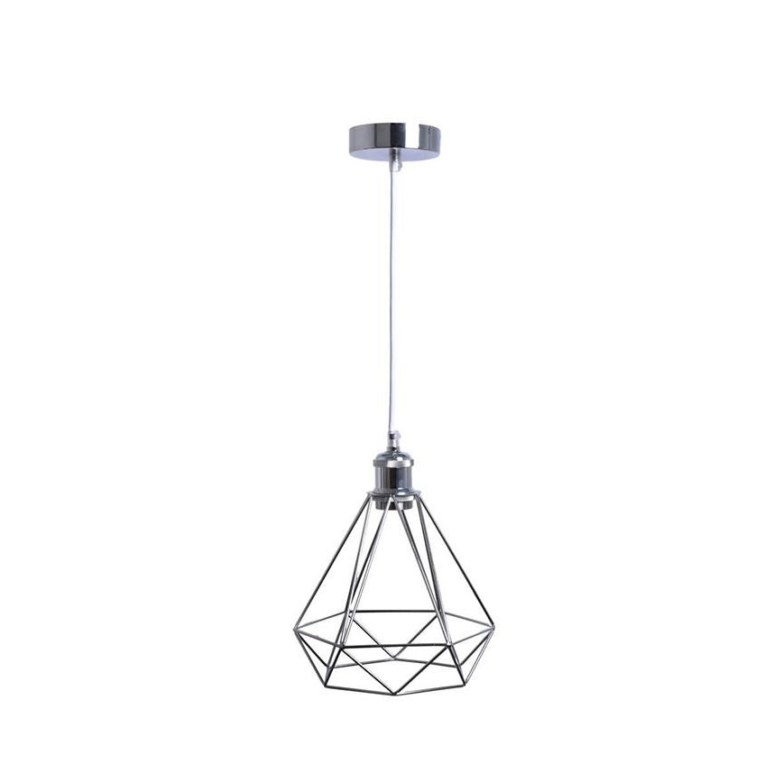 Hanglamp aan een koord 1xE27/60W/230V diameter 22 cm glanzend chroom
