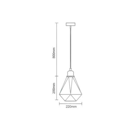 Hanglamp aan een koord 1xE27/60W/230V diameter 22 cm glanzend chroom
